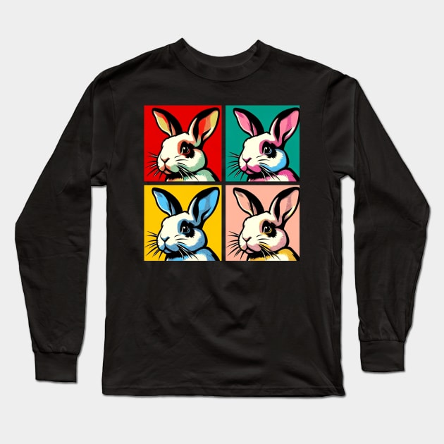 Pop Rabbit Art - Cute Bunny Long Sleeve T-Shirt by PawPopArt